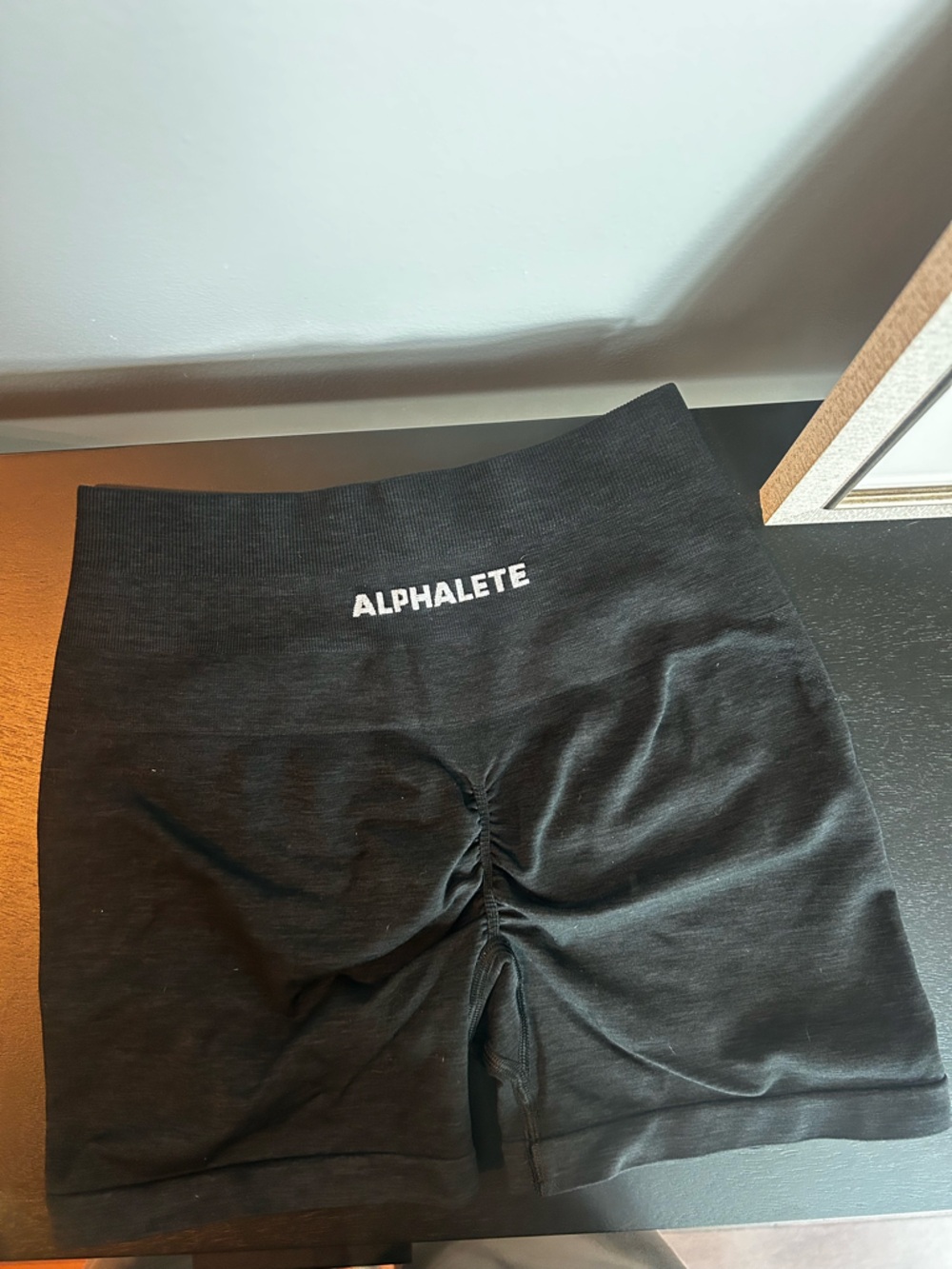 Alphalete Black Logo Ribbed Seamless Shorts